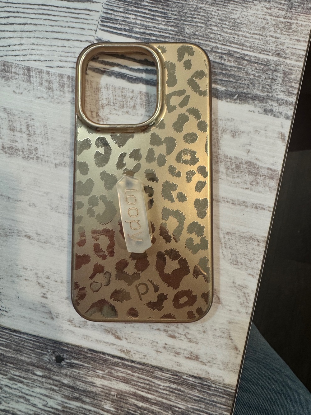 Loopy Case Gold Leopard Print Phone Case with Loop Apple iPhone 15 pro